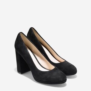 Cole Haan  Grand Renner Black Suede Platform Heels Size 9.5